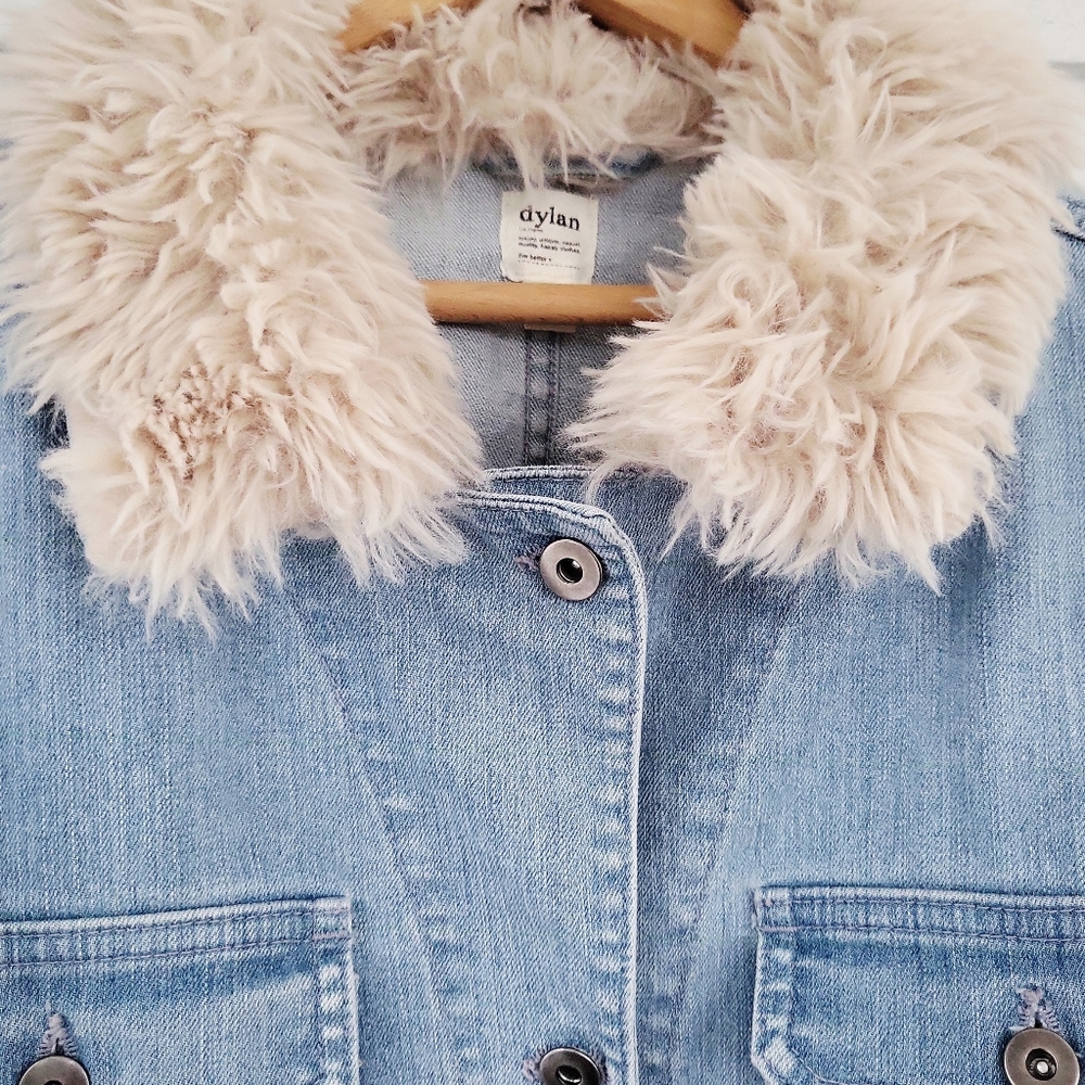 Women's Dylan Denim Trucker Sherpa Faux Fur Collar Jacket XL / NWOT - Picture 7 of 9